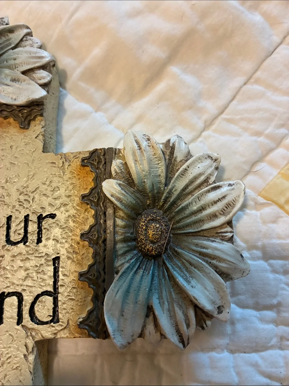 Hobby Lobby Cream Wall Cross with Blue Floral Accents